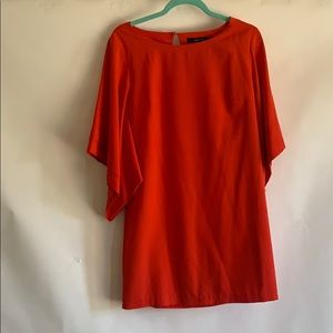 Red dress with detachable tan belt